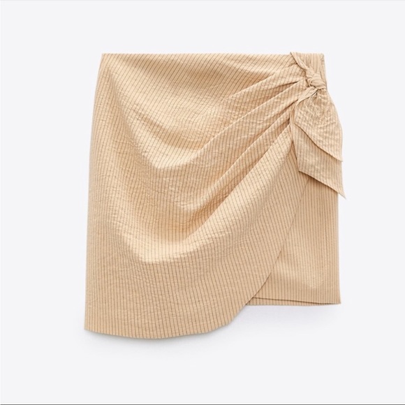 Zara Striped Wrap Tie Side Mini skirt Size XS - Picture 2 of 6